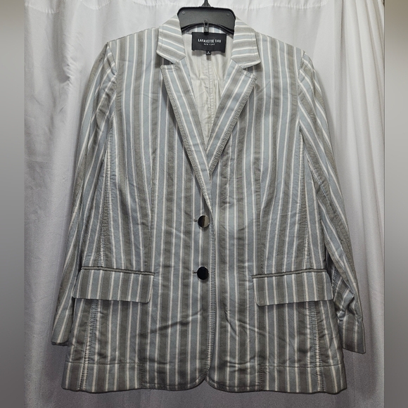 Lafayette 148 New York Jackets & Blazers - Lafayette 148 New York Blue And Gray Striped Blazer With Shoulder Pads!